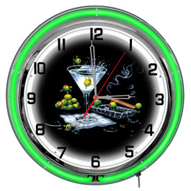 Michael Godard Olive Party II Neon Clock 18", GODNC18-08