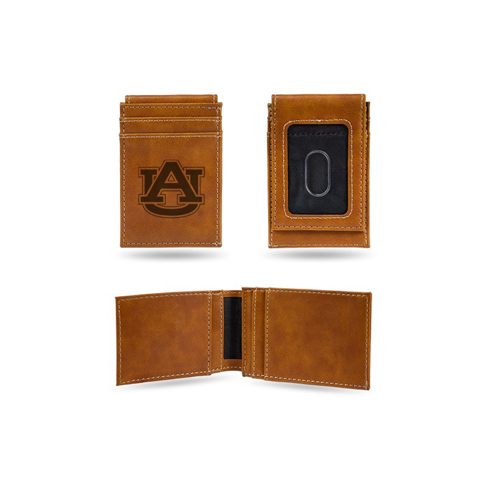 Auburn Laser Engraved Brown Front Pocket Wallet