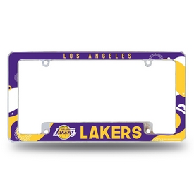 Rico Industries NBA Basketball Los Angeles Lakers Wave 12" x 6" Chrome All Over Automotive License Plate Frame, AFC82040B