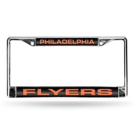 Flyers Laser Chrome Frame - Black Background With Orange Letters, FCL7402