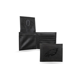 Eagles Laser Engraved Black Billfold Wallet, LEBIL2501BK