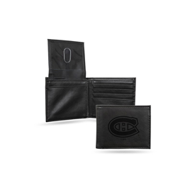 Canadiens  Laser Engraved Black Billfold Wallet, LEBIL8201BK