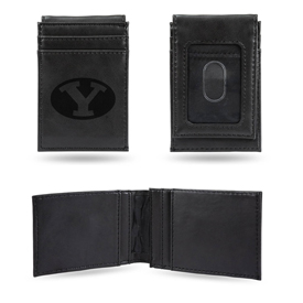 Byu Laser Engraved Black Front Pocket Wallet, LEFPW510201BK