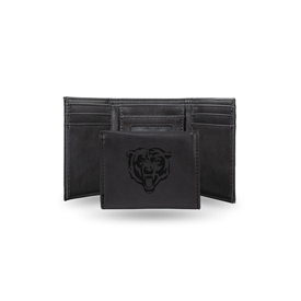 Bears Laser Engraved Black Trifold Wallet, LETRI1201BK