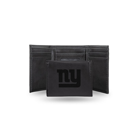 Giants - Ny Laser Engraved Black Trifold Wallet, LETRI1401BK