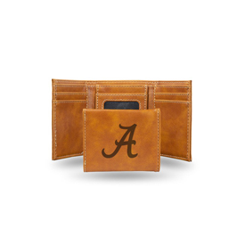Alabama University Laser Engraved Brown Trifold Wallet, LETRI150101BR