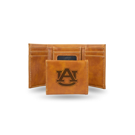 Auburn Laser Engraved Brown Trifold Wallet, LETRI150201BR