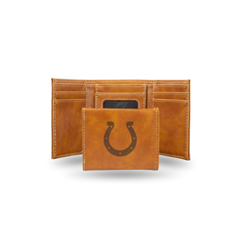 Colts Laser Engraved Brown Trifold Wallet, LETRI2601BR