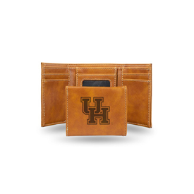 Houston Laser Engraved Brown Trifold Wallet, LETRI261301BR
