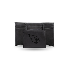 Cardinals - Az Laser Engraved Black Trifold Wallet, LETRI3601BK