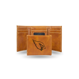 Cardinals - Az Laser Engraved Brown Trifold Wallet, LETRI3601BR