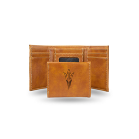 Arizona State Laser Engraved Brown Trifold Wallet, LETRI460201BR