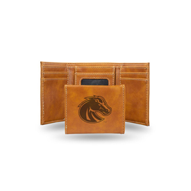 Boise State Laser Engraved Brown Trifold Wallet, LETRI490701BR