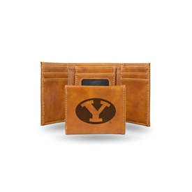 Byu Laser Engraved Brown Trifold Wallet, LETRI510201BR