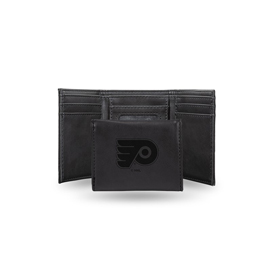 Flyers  Laser Engraved Black Trifold Wallet, LETRI7401BK