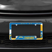 Rico Industries NFL Football Los Angeles Chargers Wave 12" x 6" Chrome All Over Automotive License Plate Frame, AFC3440B
