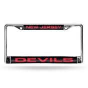 Devils Laser Chrome Frame - Black Background With Red Letters, FCL8302