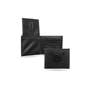 Hornets Laser Engraved Black Billfold Wallet, LEBIL66001BK