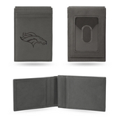 Rico Industries NFL Football Denver Broncos Gray Laser Engraved Front Pocket Wallet, LEFPW1601GY