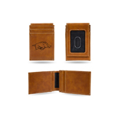 Arkansas University Laser Engraved Brown Front Pocket Wallet, LEFPW360101BR