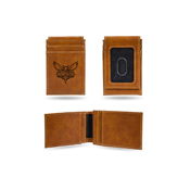 Hornets Laser Engraved Brown Front Pocket Wallet, LEFPW66001BR