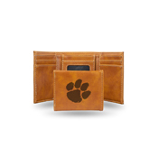Clemson Laser Engraved Brown Trifold Wallet, LETRI120201BR