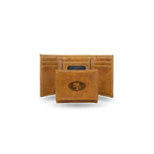 49Ers Brown Faux Leather Laser Engraved Trifold With Black Logo, LETRI1901BR
