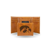 Iowa University Laser Engraved Brown Trifold Wallet, LETRI250101BR