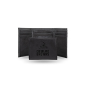 Browns Laser Engraved Black Trifold Wallet, LETRI2801BK