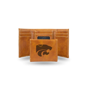 Kansas State University Laser Engraved Brown Trifold Wallet, LETRI310201BR