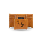 Cardinals - Az Laser Engraved Brown Trifold Wallet, LETRI3601BR