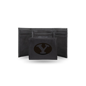 Byu Laser Engraved Black Trifold Wallet, LETRI510201BK