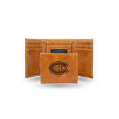 Canadiens  Laser Engraved Brown Trifold Wallet, LETRI8201BR