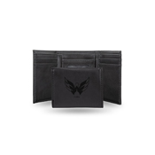 Capitals  Laser Engraved Black Trifold Wallet, LETRI8901BK