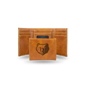 Grizzlies Laser Engraved Brown Trifold Wallet, LETRI98001BR