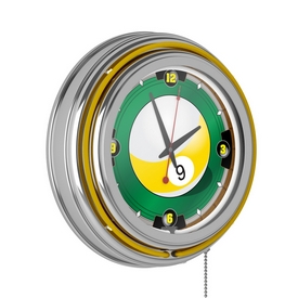 9-Ball 14-inch Neon Wall Clock, 9BL1400