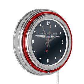 Chrysler Chrome Double Rung Neon Clock, CHR1400-LOGO