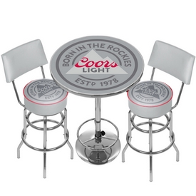Coors Light Game Room Combo - 2 Stools w/Back & Table, CL9900-RL