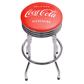Coca Cola Chrome Ribbed Bar Stool - Delicious Refreshing, COKE-1005-V3