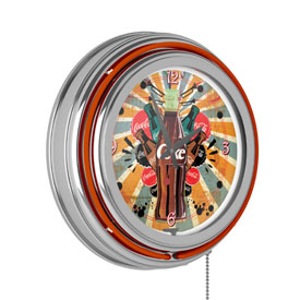 Coca Cola Brazil Color Splash Coke Bottle Neon Clock, COKE-1400-BZ3