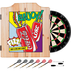 Coca Cola Dart Cabinet Set with Darts and Board - Pop Art Cans, COKE7010-POP2