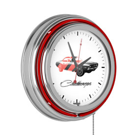 Dodge Chrome Double Rung Neon Clock - Challenger Stripe 2, DGE1400-STRIPE2