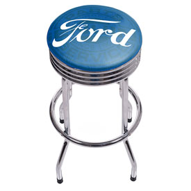 Ford Chrome Ribbed Bar Stool - Ford Genuine Parts, FD1005-FGP