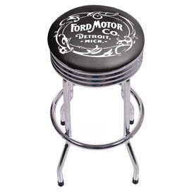 Ford Chrome Ribbed Bar Stool - Vintage 1903 Ford Motor Co., FD1005-FM03