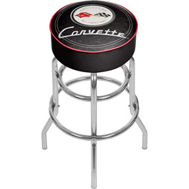Corvette C1 Padded Bar Stool - Black - Made In USA, GM1000B-C1-COR-1