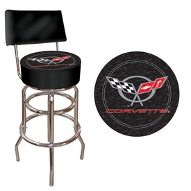 Corvette C5 Padded Bar Stool with Back - Black, GM1100-C5-COR