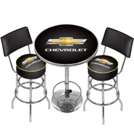 Chevrolet Game Room Combo - 2 Stools w/Back & Table, GM9900