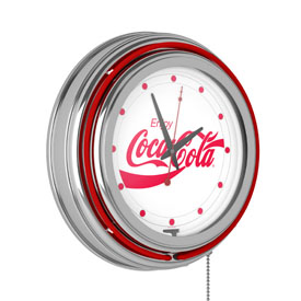 Enjoy Coke White Neon Clock - Two Neon Rings, coke-1400-v17