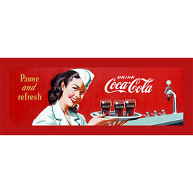 Coke Waitress Stretched Canvas Print 12 x 36 Inch, cokeW2069-C1236GG