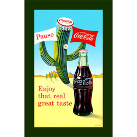 Coke Pause Cactus - 15 x 28 Inch Stretched Canvas Print, cokeW6369-C2414GG